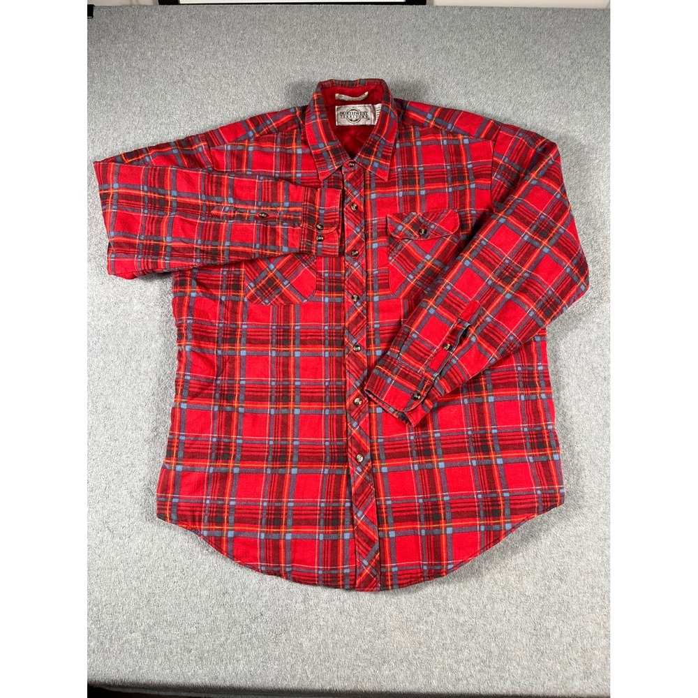 VTG Northwest Territory Mens XL Red Plaid Quilted Lined Flannel Shirt Jacket